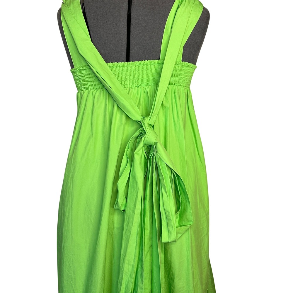 Christopher John Rogers x Target Lime Green Cotton Maxi Dress Tie XXS Pockets - Picture 9 of 11